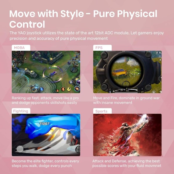 Yao L1 PRO Mobile Game Controller Joystick för iPhone (iOS 13.4 eller senare, för iOS-mobilspel)