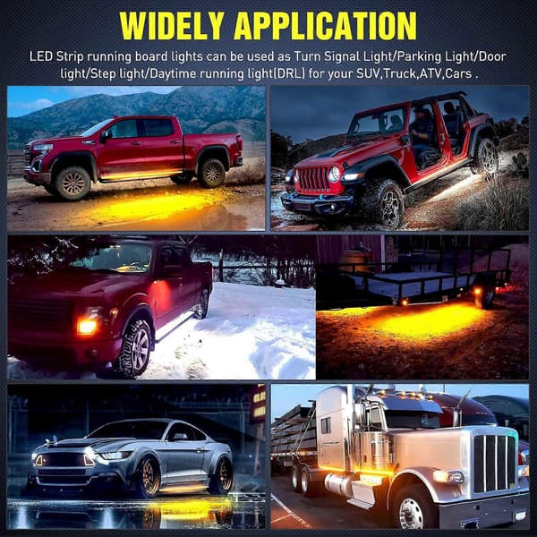 2 stk. LED-lys for stigbrett 800LM Hvit Gul 12V til 24V for pickup-biler, SUV-er, ATV-er