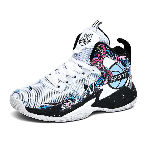 Børne Basketballsko Åndbare Sneakers Drenge Piger Sportssko Yj8768 WhiteBlack 40