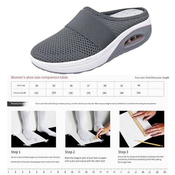 Kvinnor Tofflor Casual Cushion Mesh Skor Sandaler Anti-sladd 39 yards