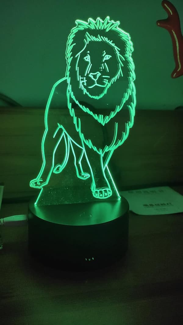 Lion Akryl 3D-lampa presenter, 3D Illusion Night Lights USB LED