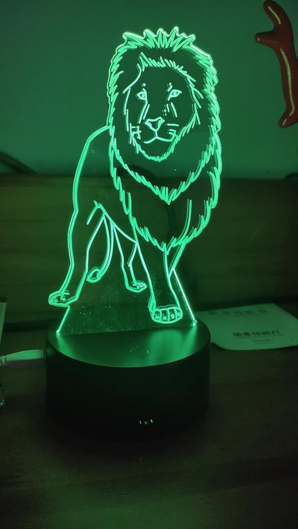 Løve Akryl 3D-lampe gaver, 3D Illusjon Nattlamper USB LED