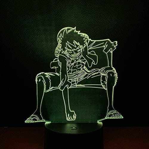One Piece Luffy 3D Illusion Night Light Lamp Smart Touch, RG