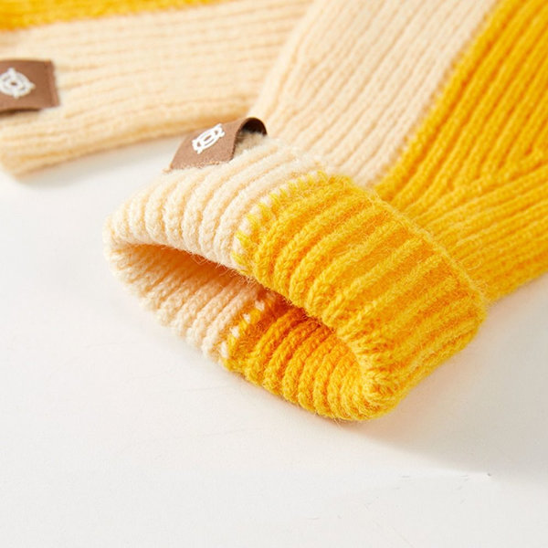 Håll varma handskar Stickade handskar GUL&KHAKI yellow&khaki