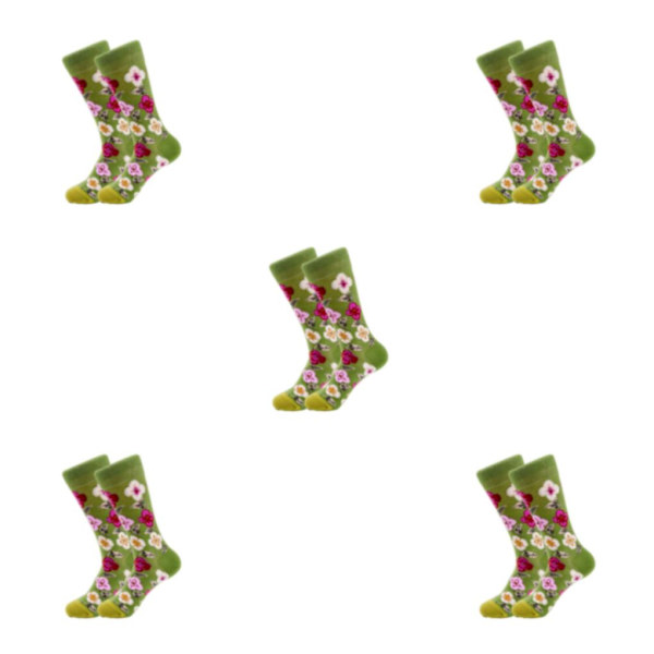 1/2/3/5 Färgglada Blomma Och Växter Strumpor För Dam - Lämplig 1#One size fits all 5PCS