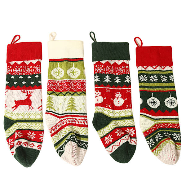 4 st stickad ull julstrumpor mantel dekoration cand