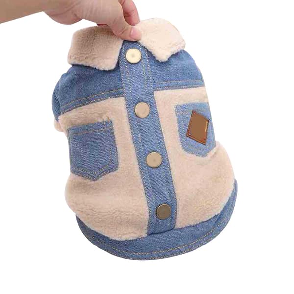 Varm valp jeansjacka Frontspänne Design Varm mjuk hundkappa Vinterjackor Hundkläder blue ｍ