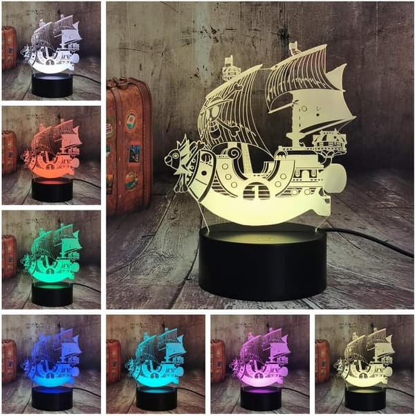 Going Merry Monkey D Luffy Båt 3D Optisk Nattlampe Zoro