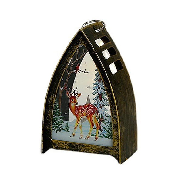 Christmas Night Lights, Christmas Snowman Santa Fawn Christmas Bronze Fawn