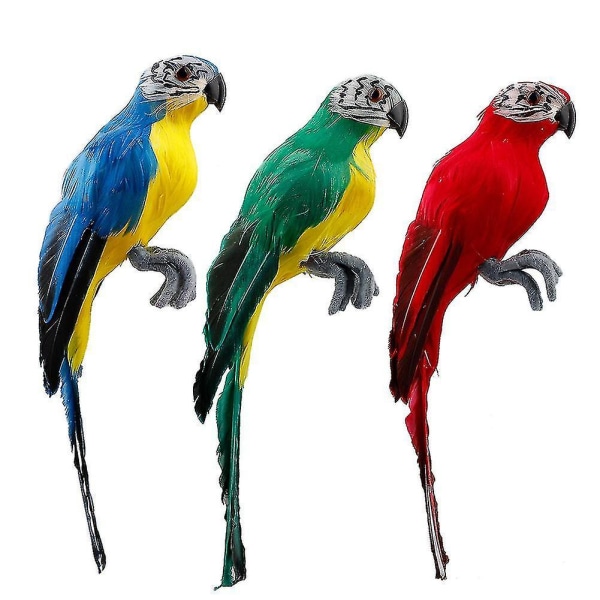 3st konstgjorda fåglar fjäderfjädrade fåglar papegoja figur dekor falsk papegoja för hantverk sommar modern djungel