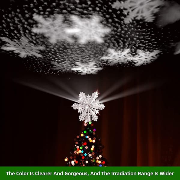 Christmas Tree Topper Projector Light Star Tree Topper For juledekorasjon Snowflake Light