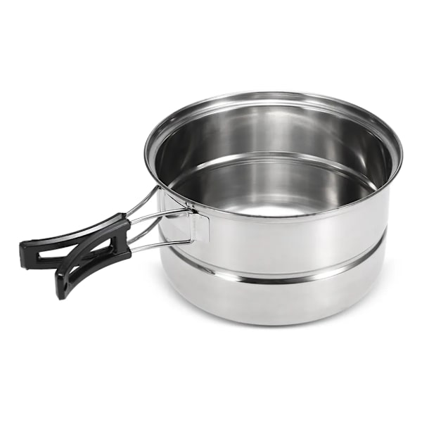 3 st Camping Köksredskap Set Rostfritt Stål Gryta Pan Steam Rack Utomhus Hem Kök Matlagning Set