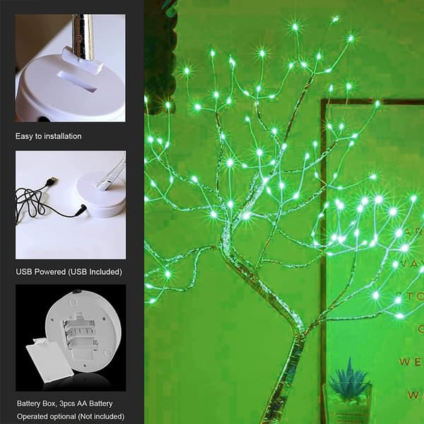 Tree Light 108 LED Shimmer Branches Battery and USB Operated green