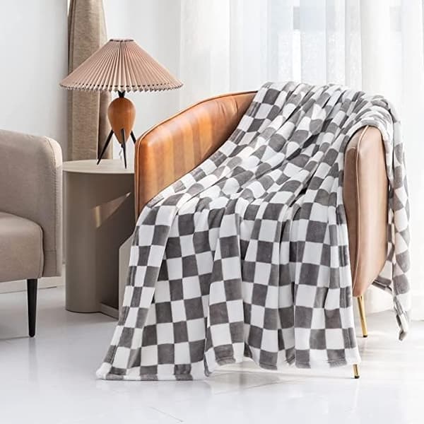 Grått mykt teppe flanell sofateppe mykt (70x100 cm)