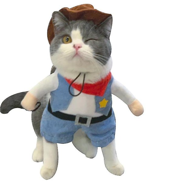 Katt Kläder för husdjur Polissköterska Cow-boy Rolig upprätt kostym cow-boy L
