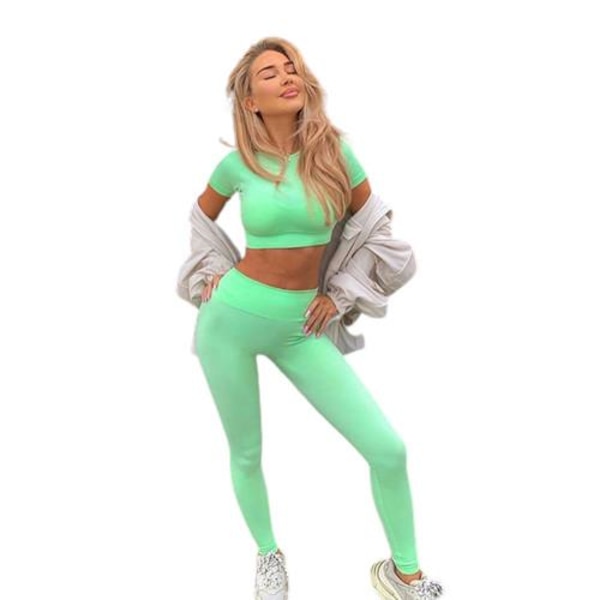 Leggingsit korkealla vyötäröllä green M