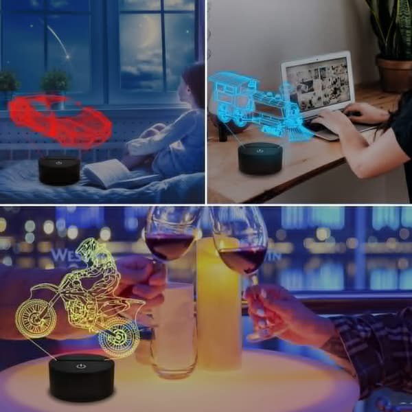 Off Road Vehicle 3D Lamp Night Light with Remote & Touch Co