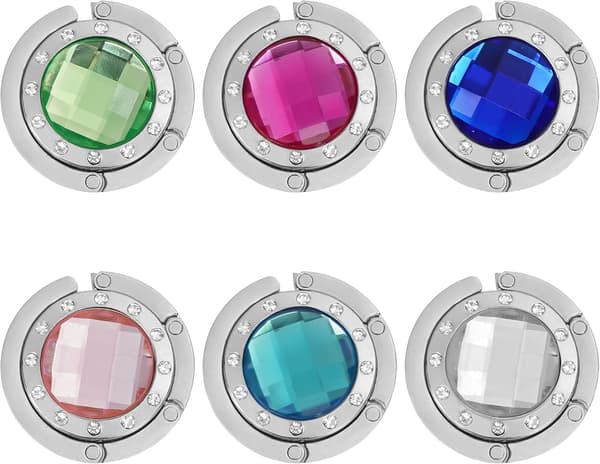 ##/Bärbar Handväska-krok (Set med 6) - Silver Vikbar Väska-krok - Fol##/