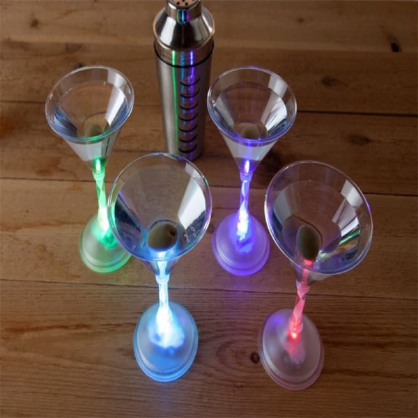 LED-lysende blinkende vinglass, cocktailvinglødende beger (5 stk)