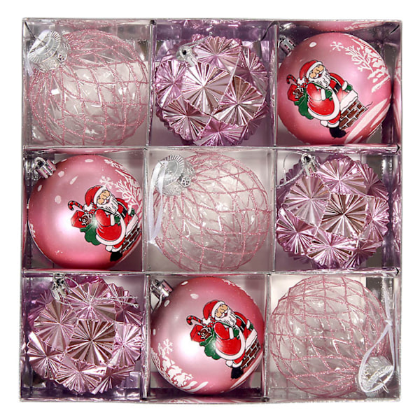 Rosa 9 stycken dekorativa julkulor