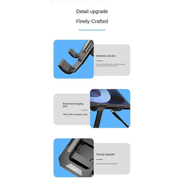 360 Tablet Stand Sammenklappelig og Løftende Holder Skrivebord Varmeafledning Base Beslag Sort