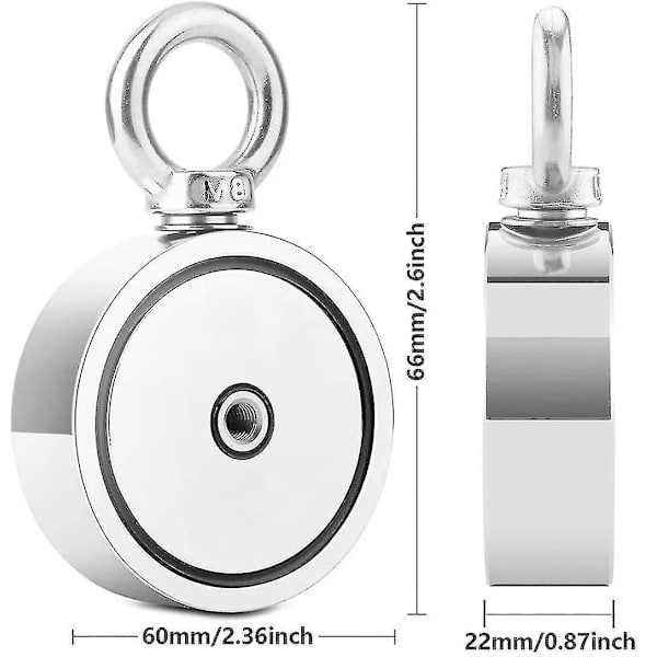 Hgbd magnetiskt set, 300 kg stark dragkraft fiskemagnet, neodym rund magnet fiske