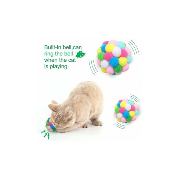 Cat Ball with Bell 3-pack Mjuk Cat Pom Pom Ball Interactive Toy LYLM