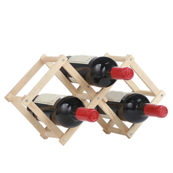 Sammenleggbar vinflaskeholder i tre Vinstativ rommer 3/6/10 flaskestativ for 3 bottle