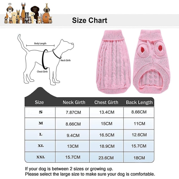 Pet Sweater, Turtleneck Knit Juper Hundtröja Var kappa Söt valp Kattkläder pink m