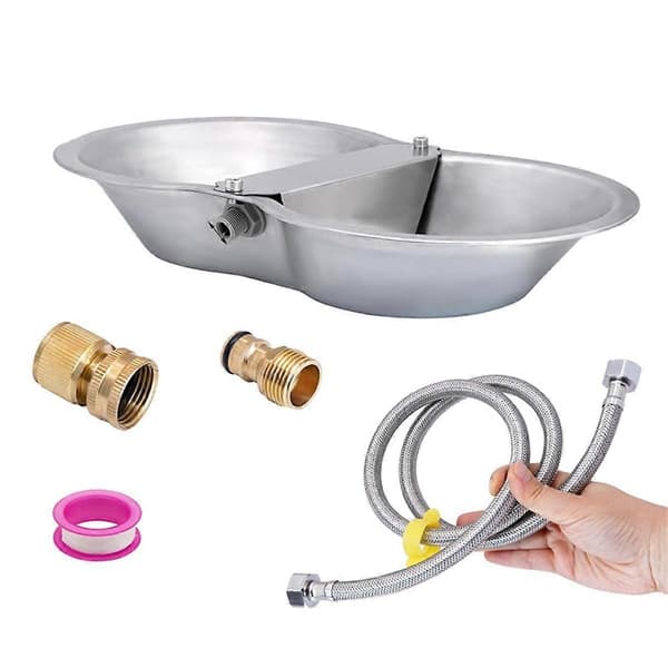 2 Gallon Stor Automatisk Vannbeholder for Hund, Flyteventilsett, Drikketrau i Rustfritt Stål for Dyr