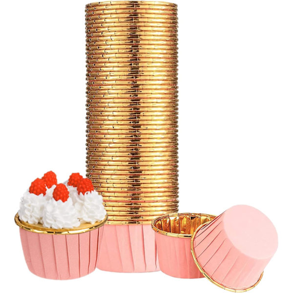 50 ST Folie Metallic Cupcake Forme Rosa Bageforme