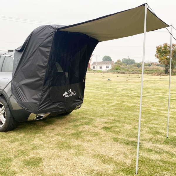 Bil Trunk Tält Shelter Sunshade Tail Extension Tour Camping Black