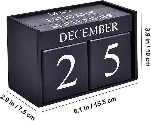 Träskrivbordsblock Kalender - Perpetual Block Month Date Dis