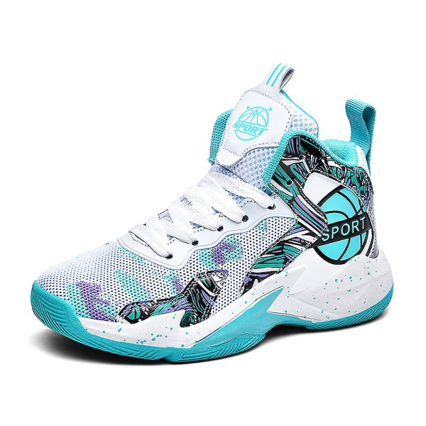 Børne Basketballsko Åndbare Sneakers Drenge Piger Sportssko Yj8768 WhiteGreen 37