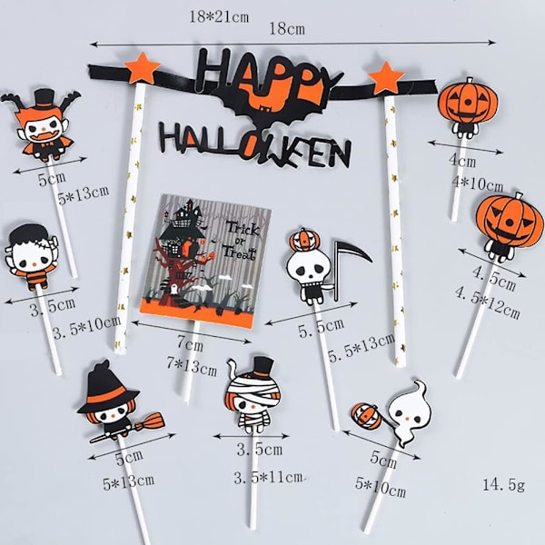21ST Halloween Cake Toppers Set för tårtor och muffins