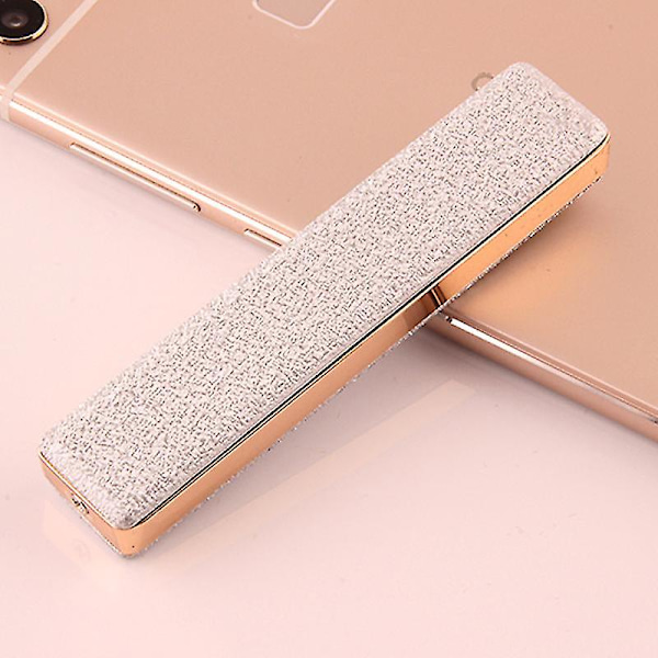 Elektrisk lighter USB Genopladelig Flammeløs Vindtæt Slankt Design Med USB-kabel Matte Silver