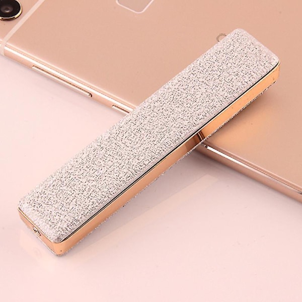 Sähkösytytin USB Ladattava Liekitön Tuulenpitävä Ohut Muotoilu USB-kaapelilla Matte Silver