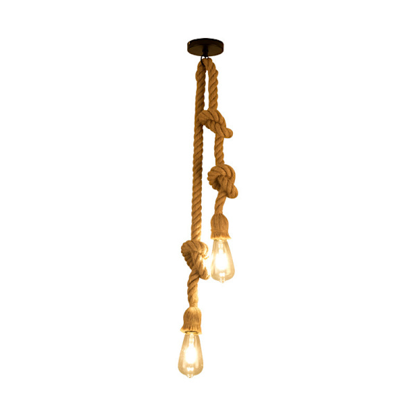 Rep ljuskrona industri taklampa rep ljus armatur Industriell ljuskrona hampa rep tak lampa 200CM