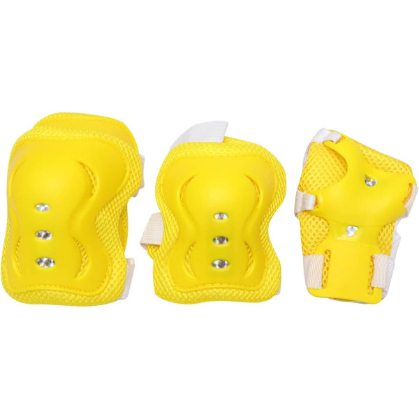 Set för utomhussporter Cykling Skateboard Skridskoåkning Skyddsutrustning Armbågsskydd Handledsskydd Knäskydd för barn (gul)