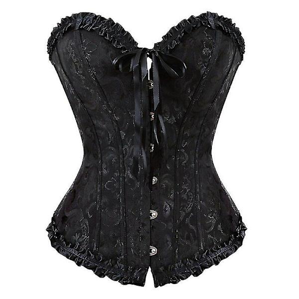 Seksikkäät naiset Bustier Korsetti Kukka Nyöritys Korsetti Toppi Luullinen Vyötärövalmentaja Alusvaatteet Overbust Korsetit Vartalon Muotoilija Plus Koko, ruskea L