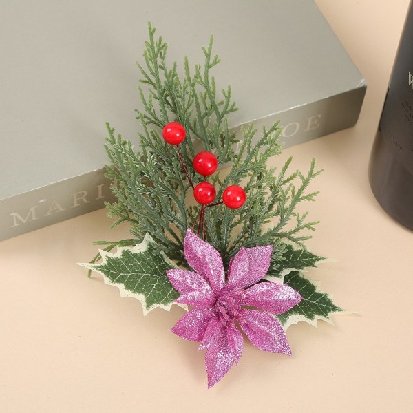 2 kpl Xmas pitkä neulanen keinotekoinen punainen marja VAALEANLILA Light Purple