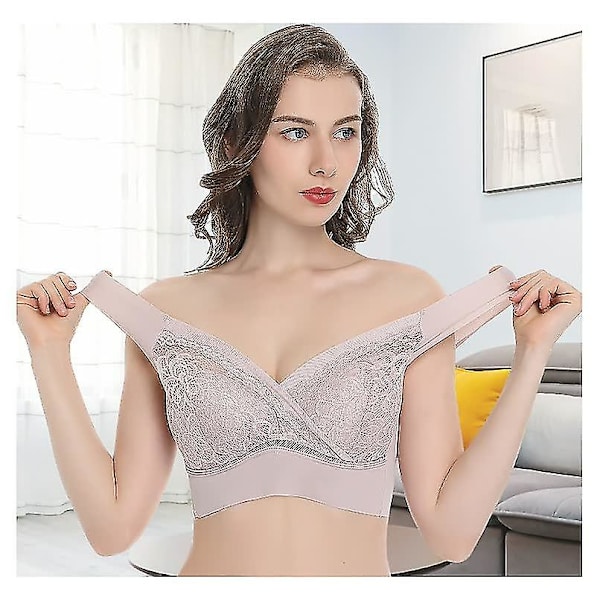 Dam Bralette Push-up BH Sömlösa Vestee Spetsunderkläder Purple 4XL