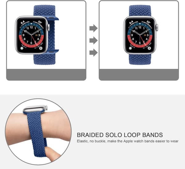 2-pack flätade Solo Loop-sportband som är kompatibla för Apple Watch