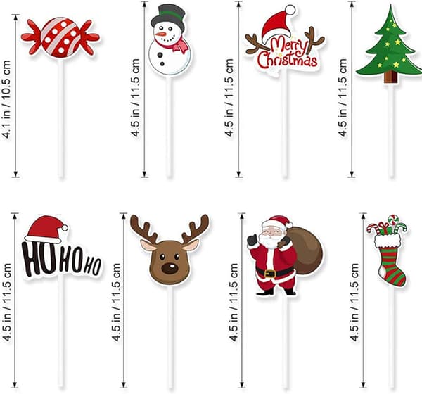 80 Stykker Julemuffins Toppers, Julekaketopper Desse