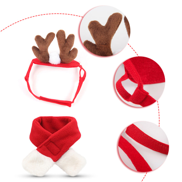 Kæledyrstilbehør Jultilbehør Hund Hårbånd Kattetilbehør Julehorn Horn Pandebånd Hund Hat Antlers Scarf