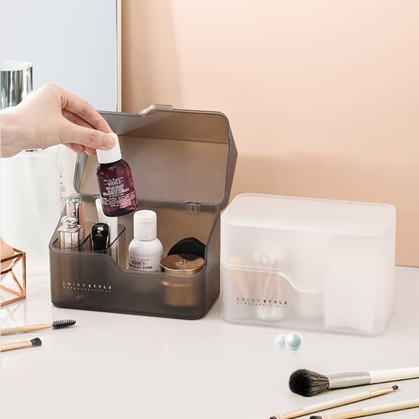 Makeup Organizer Kosmetikförvaringslåda med 2 lådor Case Brus White2