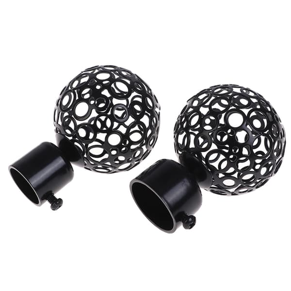 2 stk. 28mm Dia Draperi Gardinstænger Jernender Caps Finials Black 22mm