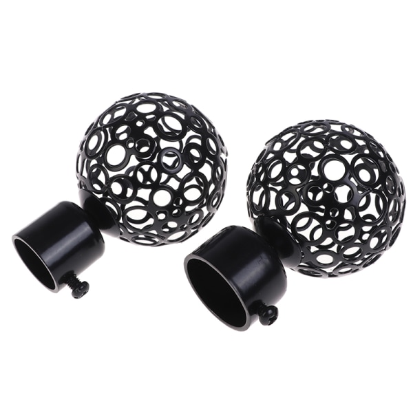 2st  28mm Dia Draperi Gardinstänger Järnändar Caps Finials Black 22mm