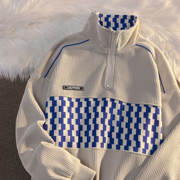 Naisten löysä vohvelineulepusero Lape Checkerboard -collegepaita naisille Forme Daiy Party Ba coffee l