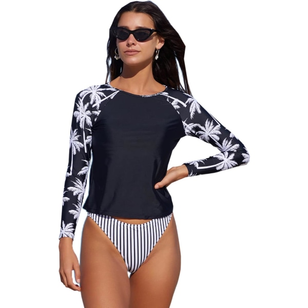 Langermet atletisk sett for damer Badedrakt, Black Leaf (XL)